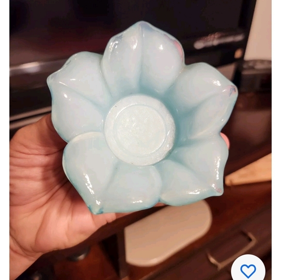 3 Crate & Barrel Glass Flower Tealight Holders - Picture 2 of 3